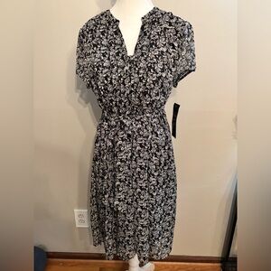 Floral Black and White Dress